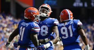 Florida Gators linebacker Vosean Joseph celebrates a sack against LSU-1280x853