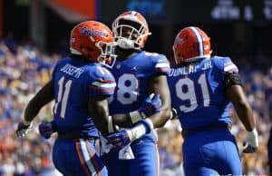 Florida Gators linebacker Vosean Joseph celebrates a sack against LSU-1280x853