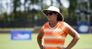 Burleigh ends Florida Gators’ coaching career with a win over Miami Florida Gators soccer coach Becky Burleigh watches on in 2018- 1280x853