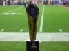 December 31, 2016; Glendale, AZ, USA; General view of the College Football Playoff championship trophy during the game between the Clemson Tigers and Ohio State Buckeyes at University of Phoenix Stadium. Mandatory Credit: Matthew Emmons-USA TODAY Sports