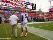 University of Florida cornerback C.J. Henderson walks off of the field with a back injury in a loss to the Georgia Bulldogs- Florida Gators football- 1280x852