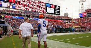 University of Florida cornerback C.J. Henderson walks off of the field with a back injury in a loss to the Georgia Bulldogs- Florida Gators football- 1280x852
