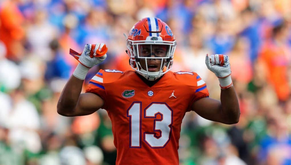 University of Florida defensive back Donovan Stiner signals to the defense before a play against Colorado State- Florida Gators football- 1280x853