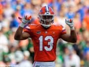 University of Florida defensive back Donovan Stiner signals to the defense before a play against Colorado State- Florida Gators football- 1280x853