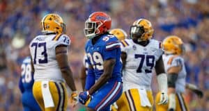University of Florida defensive end Jachai Polite celebrates after sacking LSU quarterback LSU Joe Burrow- Florida Gators football- 1280x853