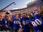 University of Florida football players celebrate beating No. 5 LSU by singing the fight song with the band- Florida Gators football- 1280x852