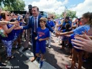 University of Florida head football coach Dan Mullen walks into Ben Hill Griffin Stadium with his son before the Gators host LSU- Florida Gators football- 1280x852