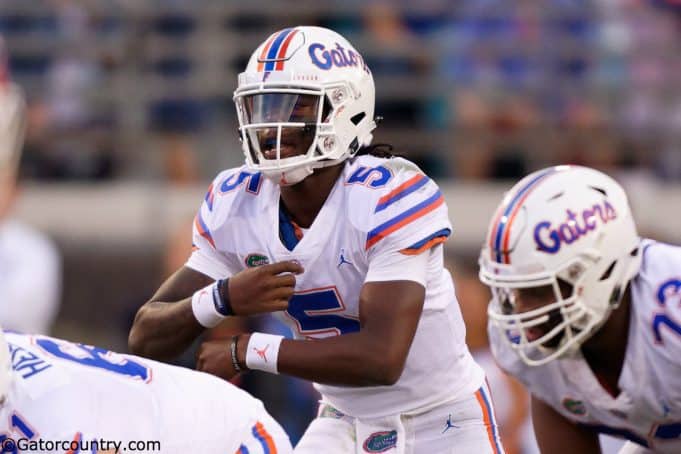 University of Florida quarterback Emory Jones makes a call at the line of scrimmage in a loss to Georgia- Florida Gators football- 1280x854