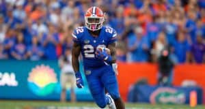 University of Florida running back Lamical Perine breaks free during the Gators 27-19 win over LSU at Ben Hill Griffin Stadium- Florida Gators football- 1280x853