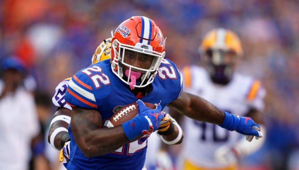 University of Florida running back Lamical Perine carries the ball in a win over LSU- Florida Gators football- 1280x853