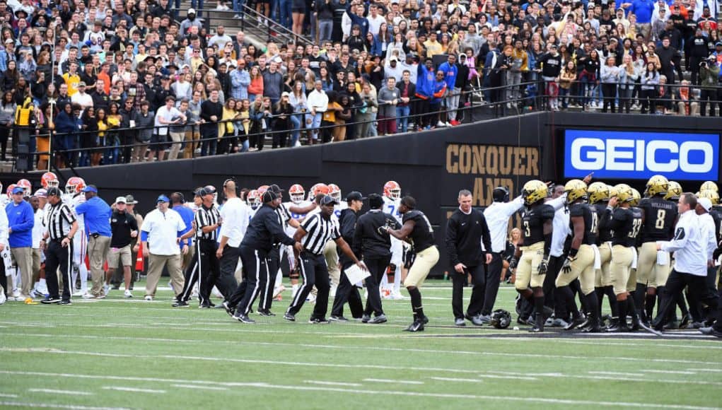 Vanderbilt and the Florida Gators argue on the field- 1280x748