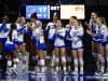 Florida Gators Volleyball celebrates a win in 2018- 1280x853