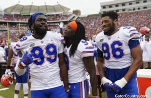 Florida Gators defensive lineman Jachai Polite and CeCe Jefferson after the FSU game- 1280x852