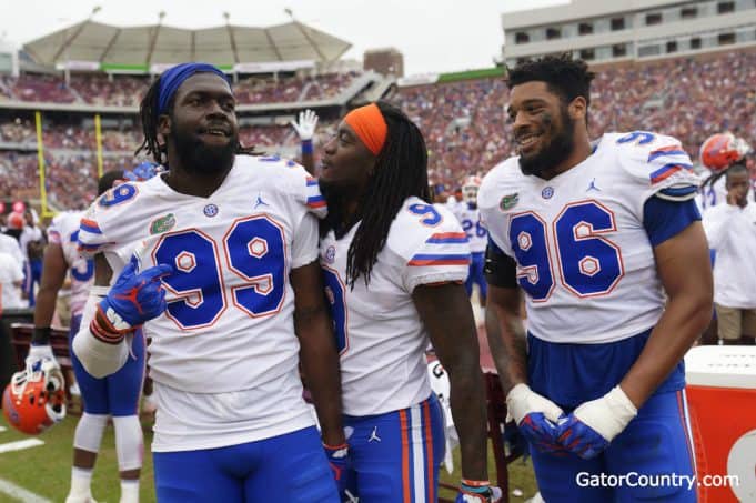 Florida Gators defensive lineman Jachai Polite and CeCe Jefferson after the FSU game- 1280x852