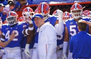 Florida Gators head coach Dan Mullen and the team enter the Swamp before Idaho-1280x852