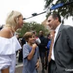 Florida Gators head coach Dan Mullen talks to his wife before the South Carolina game- 1280x853