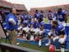 Florida Gators offensive line coach John Hevesy talks to the offensive line- 1280x852