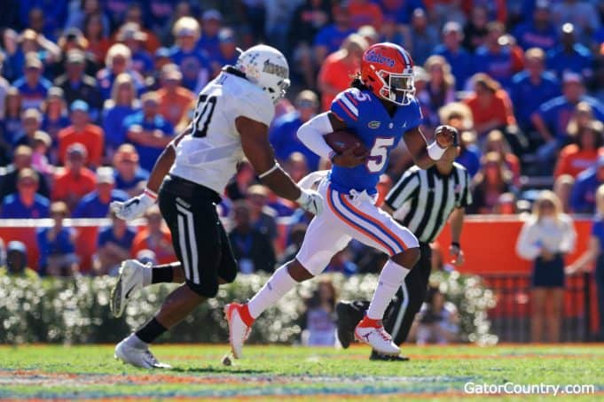 Florida Gators quarterback Emory Jones runs against Idaho in the Swamp- 1280x853