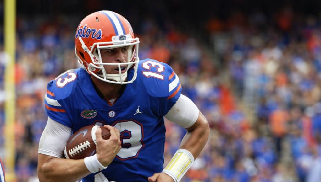 Florida Gators quarterback Feleipe Franks runs against South Carolina- 1280x853