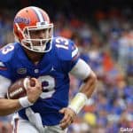 Florida Gators quarterback Feleipe Franks runs against South Carolina- 1280x853