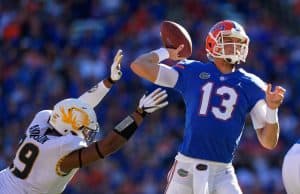 Florida Gators quarterback Feleipe Franks throws against Missouri- 1280x853