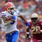 Florida Gators receiver Trevon Grimes runs against Florida State 2018- 1280x853
