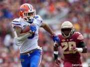 Florida Gators receiver Trevon Grimes runs against Florida State 2018- 1280x853