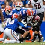 The Florida Gators defense makes a stop against South Carolina - 1280x853