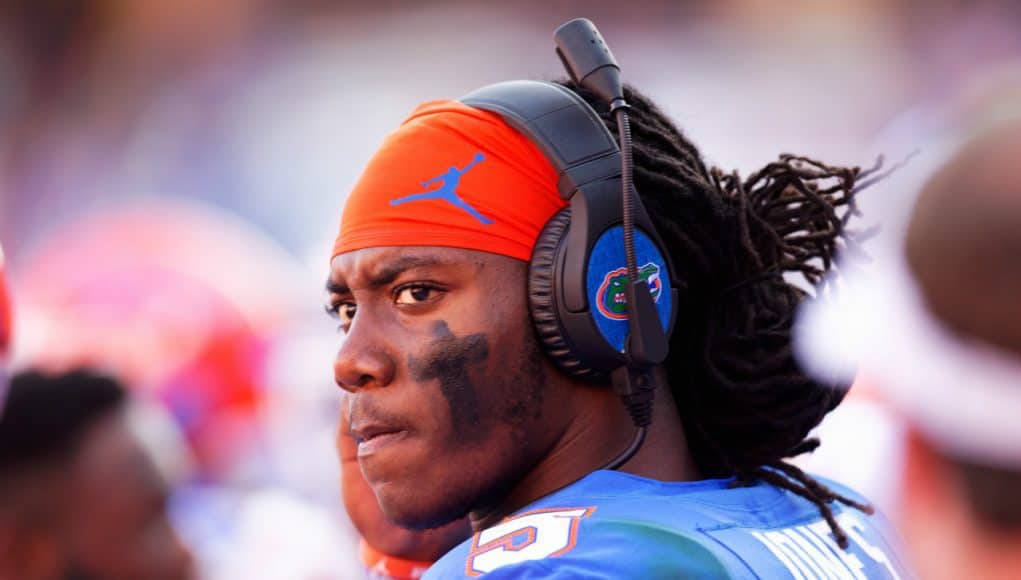 University of Florida quarterback Emory Jones on the headset with quarterback coach Brian Johnson during a win over Idaho- Florida Gators football- 1280x853