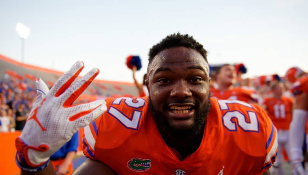 University of Florida running back Dameon Pierce celebrates the Florida Gators win over Colorado State- Florida Gators football- 1280x853