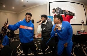 The Florida Gators visit Andretti Indoor Karting and Games on Monday, December 24, 2018 in Marietta, GA. Florida will face Michigan in the 2018 Chick-fil-A Peach Bowl on December 29, 2018. (Paul Abell via Abell Images for the Chick-fil-A Peach Bowl)