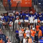 Florida Gators Football team watches the basketball game after practice- 1280x853