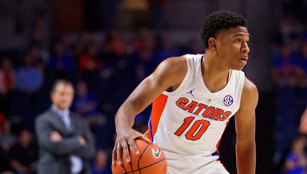 Noah Locke dribbles against Charleston Southern - Florida Gators basketball - 1280x853