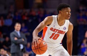 Noah Locke dribbles against Charleston Southern - Florida Gators basketball - 1280x853