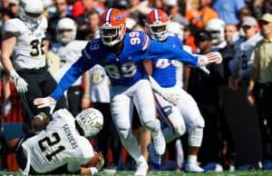 University of Florida defensive end Jachai Polite celebrates after a sack against the Vanderbilt Commodores- Florida Gators football- 1280x853