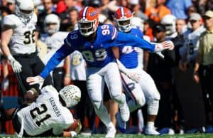 University of Florida defensive end Jachai Polite celebrates after a sack against the Vanderbilt Commodores- Florida Gators football- 1280x853