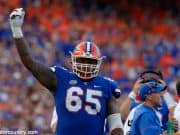 University of Florida offensive lineman Jawaan Taylor on the sideline during the Florida Gators loss at home to LSU in 2017- Florida Gators football- 1280x852