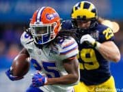 University of Florida running back Jordan Scarlett breaks free for a big run in the 2018 Peach Bowl against the Michigan Wolverines- Florida Gators football- 1280x853