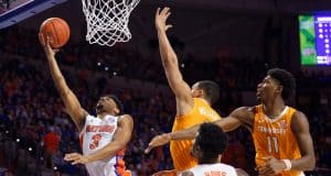 Florida Gators guard Jalen Hudson scores against Tennessee in 2019- 1280x853