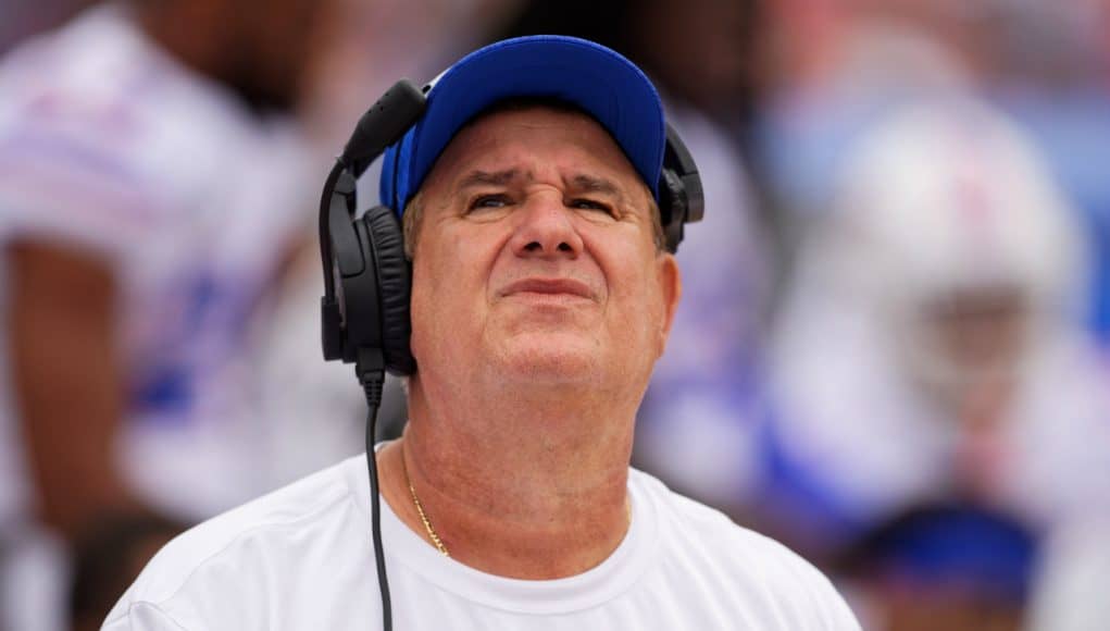 University of Florida defensive line coach Sal Sunseri on the field before the Florida Gators game against Georgia- Florida Gators football- 1280x853