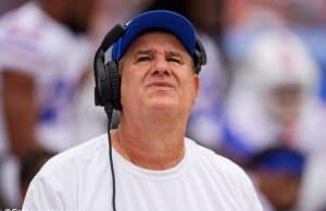 University of Florida defensive line coach Sal Sunseri on the field before the Florida Gators game against Georgia- Florida Gators football- 1280x853