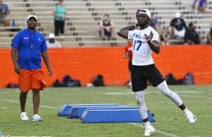 University of Florida quarterback Jalon Jones works out in front of quarterback coach Brian Johnson during Friday Night Lights- Florida Gators football- 1280x853