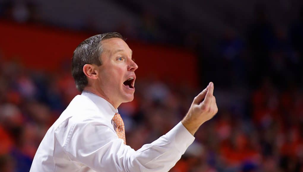 Florida Gators head coach Mike White during the second half as the Gators fall to the Michigan State Spartans - Florida Gators Basketball - 1280x853