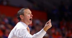 Florida Gators head coach Mike White during the second half as the Gators fall to the Michigan State Spartans - Florida Gators Basketball - 1280x853