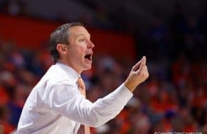 Florida Gators head coach Mike White during the second half as the Gators fall to the Michigan State Spartans - Florida Gators Basketball - 1280x853