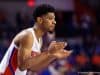 Florida Gators guard Jalen Hudson cheering his team on against Charleston Southern - 1280x853