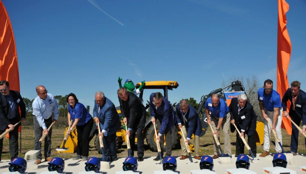 Members of the University of Florida athletic association and President Kent Fuchs break ground on the Florida Gators new baseball stadium- Florida Gators baseball- 1280x850