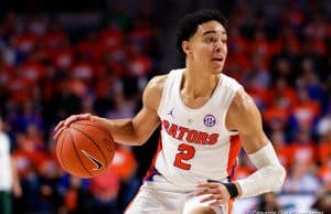 Florida Gators point guard Andrew Nembhard handles the ball against Michigan State - 1280x853