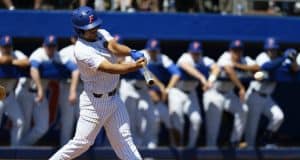 University of Florida designated hitter Nelson Maldonado singles against the Auburn Tigers in the Super Regional- Florida Gators baseball- 1280x853