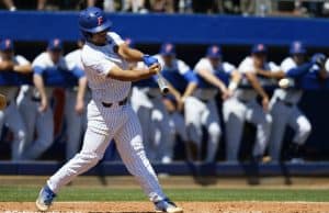 University of Florida designated hitter Nelson Maldonado singles against the Auburn Tigers in the Super Regional- Florida Gators baseball- 1280x853